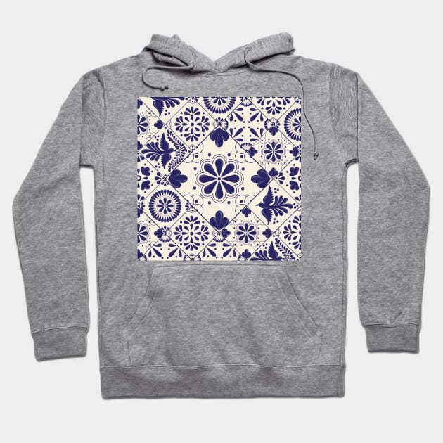 Mexican Talavera Tiles Pattern Hoodie by Akbaly